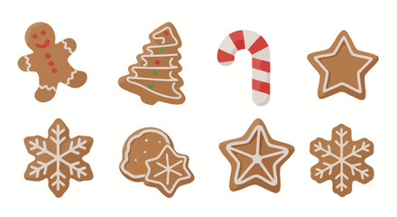 Festive Assortment of Christmas Cookies and Candy Canes Isolated on White Background Perfect for Holiday Design and Celebration