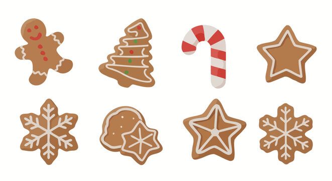 Festive Assortment of Christmas Cookies and Candy Canes Isolated on White Background Perfect for Holiday Design and Celebration