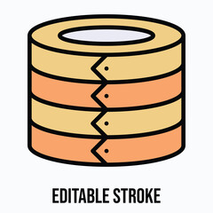 Wooden Food Storage Box with Stackable Compartments and Lid Isolated Vector Lineal Colour Style Icon Editable Stroke.