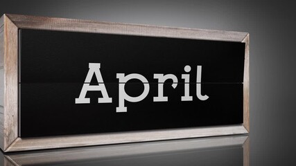 Wooden flip calendar changing months from January to December - 3D 4k animation (3840x2160 px).