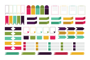Various colorful paper notes set vector illustration 