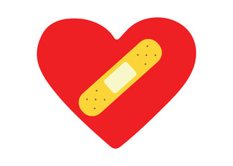 Heart with Bandage Illustration of Injury and Healing Symbol