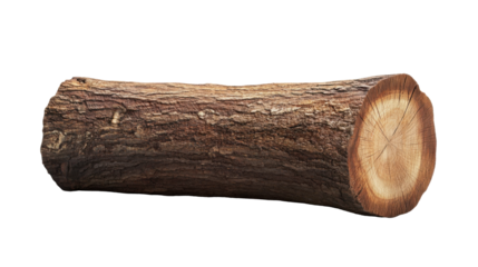 Wood log isolated on white transparent background