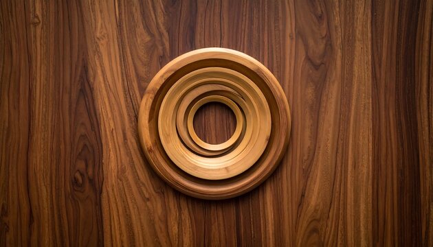 Wooden concentric circles on a textured wooden surface.