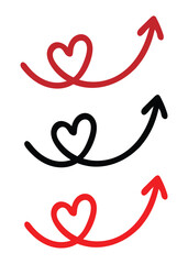 Whimsical Heart Arrow Designs for Growth, Direction and Motivation Concepts