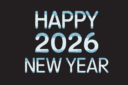 Festive 2026 new year celebration text design with shimmering icy blue lettering and a clean modern aesthetic perfect for holiday greetings and promotional materials