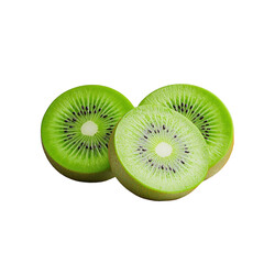 Fototapeta premium Fresh Sliced Kiwi Fruit with Green Flesh and Black Seeds
