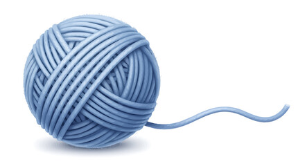 A single ball of light blue yarn with a loose end.
