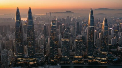 Business handshake in modern office with city skyline view - Powered by Adobe