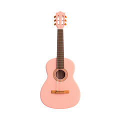 Obraz premium Pink acoustic guitar isolated on white background for music designs