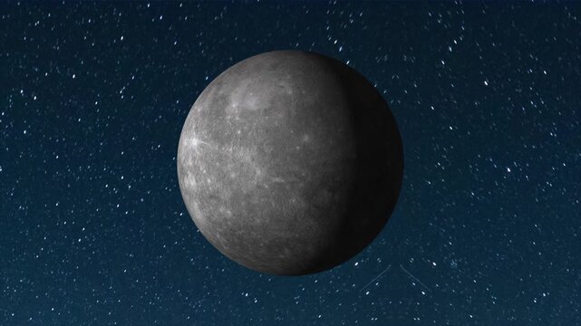 Realistic 3D Mercury Planet Animation Slowly Spinning on Starry Space Background | Solar System, Astronomy, Terrestrial Planet