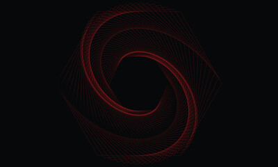Elegant abstract geometric spiral design on black background, minimal modern circular line art