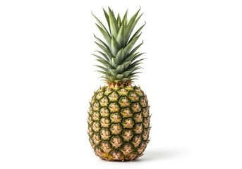 Fototapeta premium A whole ripe pineapple standing tall isolated on white background