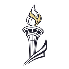 Modern torch with abstract flame and base fire light