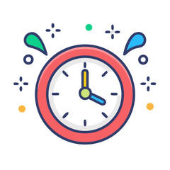 Colorful Vector Icon of Countdown Clock Striking Midnight