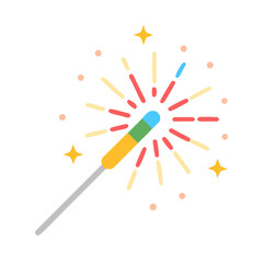 Colorful Vector Icon of Sparkler Stick Glowing Illustration