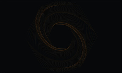 Elegant abstract geometric spiral design on black background, minimal modern circular line art