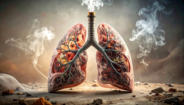 Damaged Lungs - The Devastating Effects of Smoking on Respiratory Health.