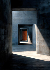Obraz premium Architecture details Cement concrete wall building Corridor Shade shadow lighting contrast