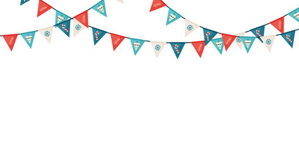 Obraz premium Fanions - Guirlande - Drapeaux - Triangles - Bannière festive pour les fêtes de fin d'année - Motifs de Noël pour les fêtes de fin d'année