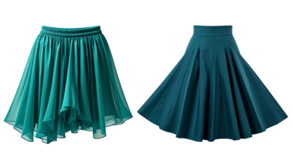 Modern Teal Wrap Skirt with Overlapping Layers and Asymmetric Hemline, Transparent.