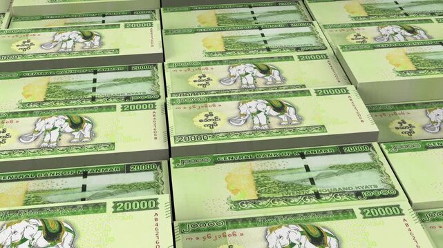 Myanmar 20,000 Kyat Banknote Horizontal 3D Animation ? Realistic Currency Motion, Finance, Economy, Business Investment, Money Flow, and Banknote Visualization