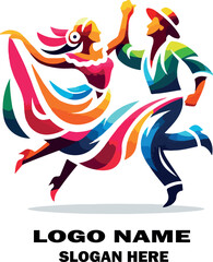 Cumbia dance logo icon vector white background .