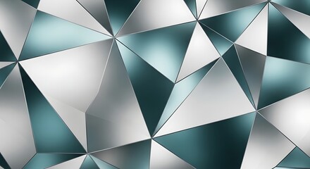 Metallic Geometric Polygon Background with Reflective Silver and Blue Facets Modern Abstract Design  
