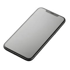 Modern smartphone with a blank frosted screen angled against a stark black background
