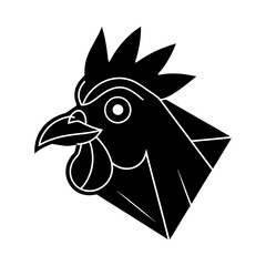 Stylized black rooster head emblem on white background