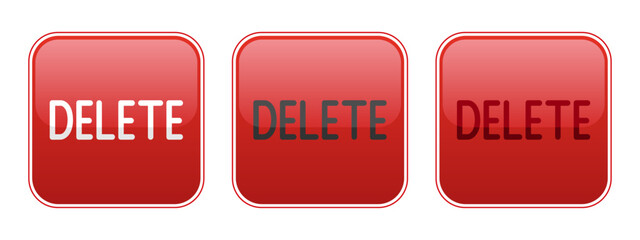 Delete. Red digital button with the inscription delete. EPS10 Vector illustration