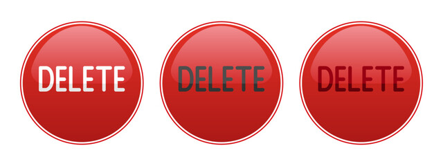 Delete. Red digital button with the inscription delete. EPS10 Vector illustration