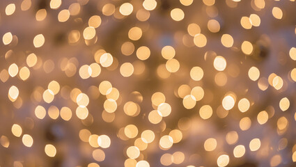 Golden Christmas lights bokeh background, warm festive glow, soft focus
