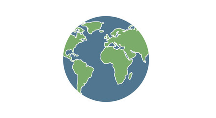Animated globe with continents in green and oceans in blue on white background.