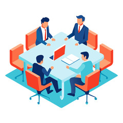 Vector art illustration of digital conference discussion