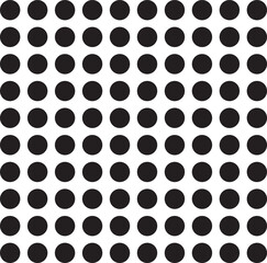 Seamless monochrome polka dot pattern with black circles on a white background. Abstract geometric vector illustration for design