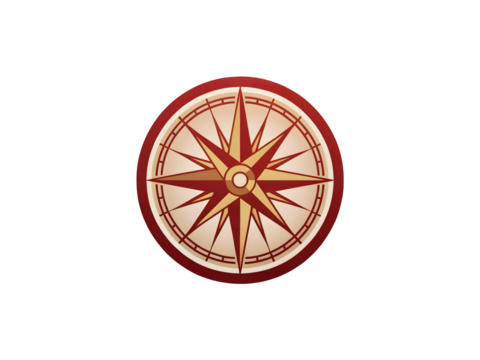Vintage compass rose illustration featuring cardinal points and classic navigation symbols isolated on a transparent background.