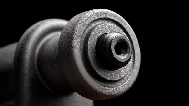 Foam roller with textured grip surface and threaded interior closeup, fitness equipment for muscle recovery and physical therapy