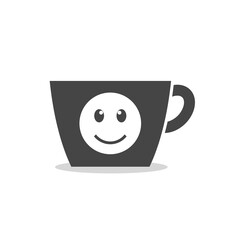 Smile coffee icon with shadow