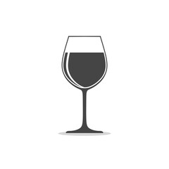 Wine glass simple icon with shadow
