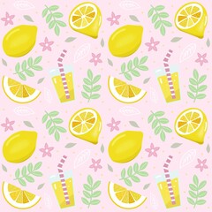 Refreshing Lemon and Lemonade Summer Delight seamless pattern design
