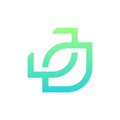 Letter J leaf overlapping modern logo design