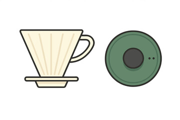 Minimalist design of coffee brewing equipment pour-over dripper and thermos lid