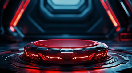 Red Neon Sci-Fi Platform