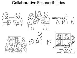 A set of cozy office scenes featuring a relaxation area with comfy chairs, plants, tea, board games, a friendly mini-kitchen coffee corner, colleagues sharing homemade treats, celebrating birthdays an