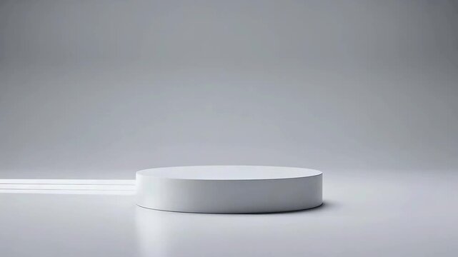 Cinematic Video of Minimalist White Cylindrical Podium in Clean Studio with Soft Lighting