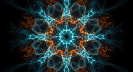 Abstract fractal pattern with blue and orange colors