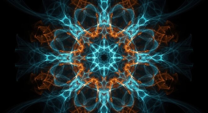 Abstract fractal pattern with blue and orange colors