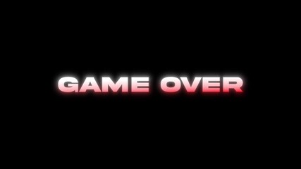 Animation text GAME OVER with glitch effect isolated on black background. Animated game over video game Cyberpunk. Game Over text from 80s and 90s - Powered by Adobe