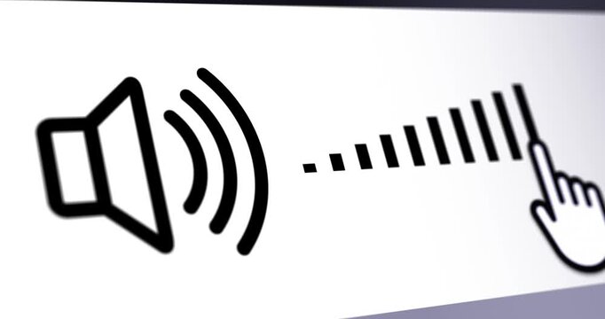 Audio volume level control icon animation, turning up and down sound volume slider interface, footage 